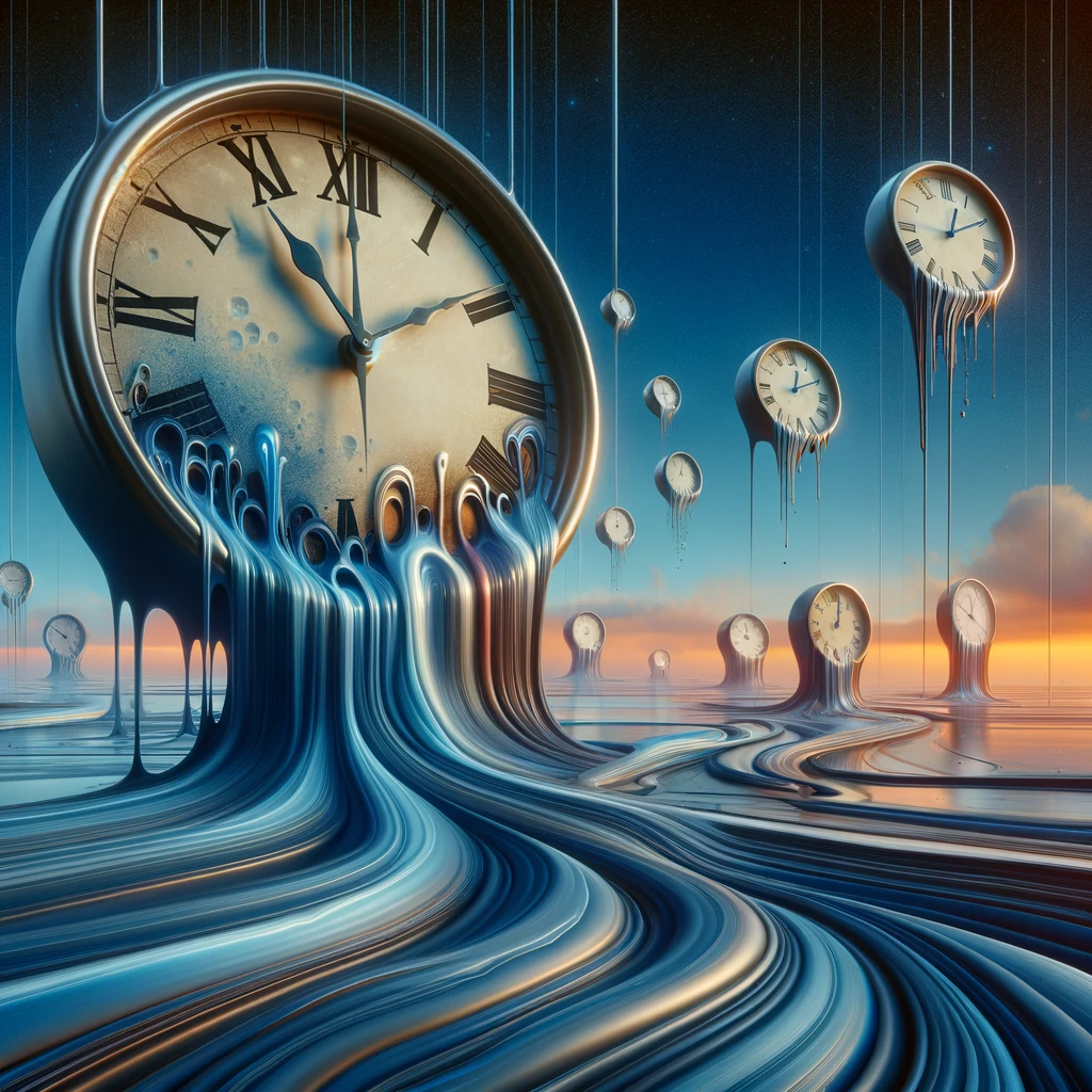 DALL·E 2024-03-22 13.28.53 - Create an abstract conceptual artwork inspired by the theme of 'The Persistence of Time.' This piece should embody the fluidity and relentless progres.webp